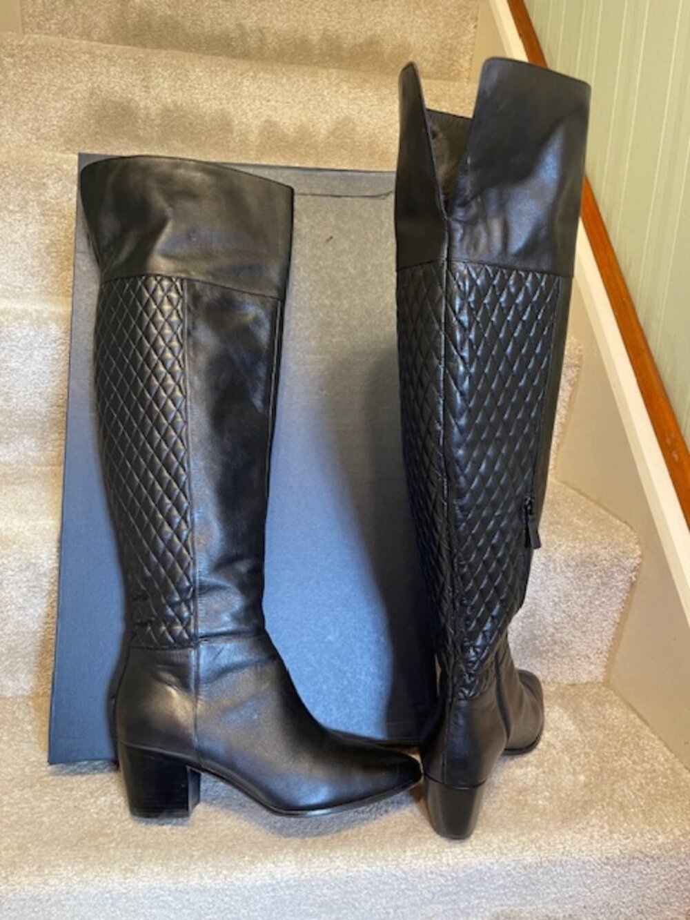 Tall Black Leather Over the Knee Boots